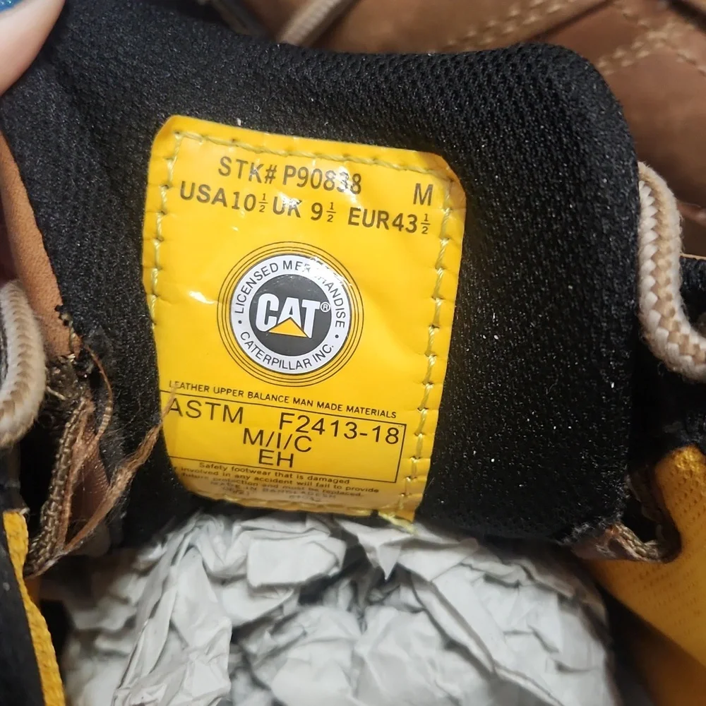 CATERPILLAR Men's Brown Leather Composite Toe Work Shoes Sneakers Low-Top Boots - Picture 6 of 17